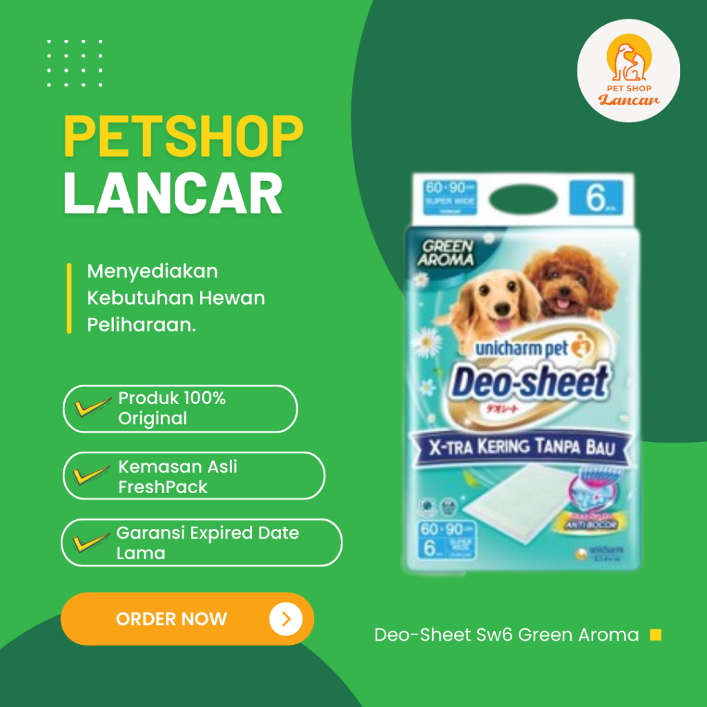 Jual Unicharm Pet Deo Sheet Anjing Super Wide Size Green Aroma 6 Pcs ...