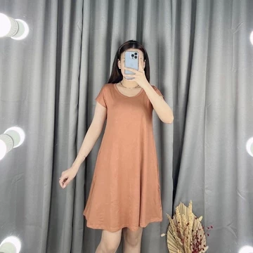 Dress Moya Dress Basic Standar Jumbo Spandek Rayon Swing Dress Daster Casual Lengan Pendek
