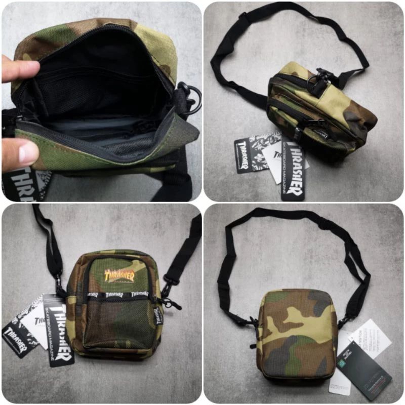 Jual THRASHER MINI SLINGBAG BLACK FREE BOX TAS SELEMPANG PRIA DAN