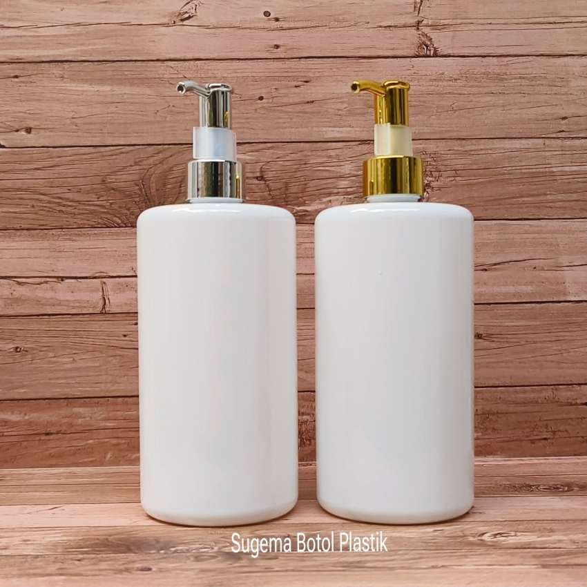 Jual Botol Pump 500ml Putih Glossy Model Rf Pump Luxury Silver Gold ...