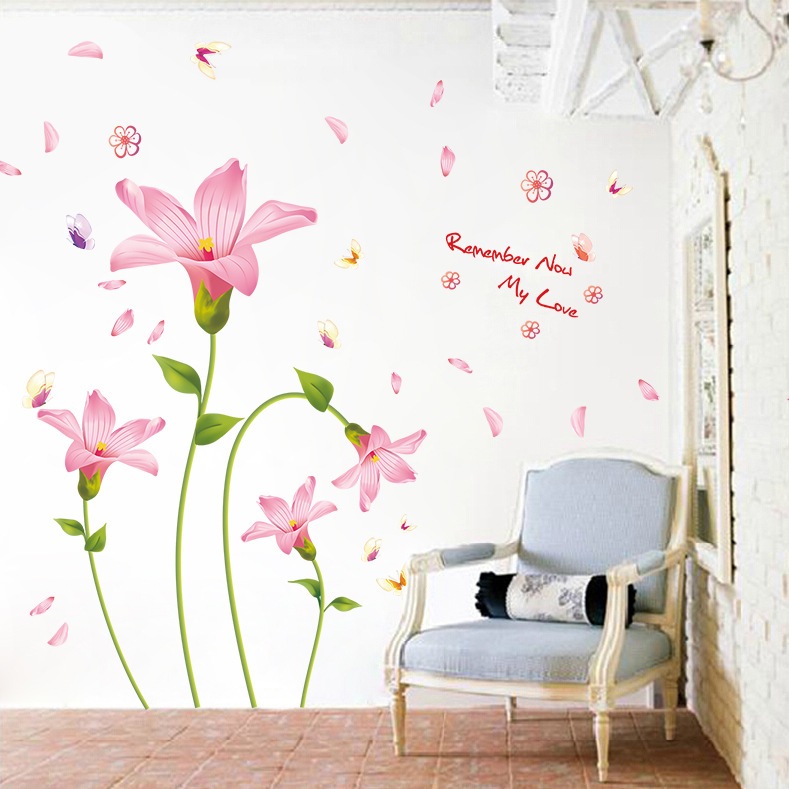 Jual Reliza Wall Sticker Lily Flower Pink Bunga Pink Garden Wallsticker ...