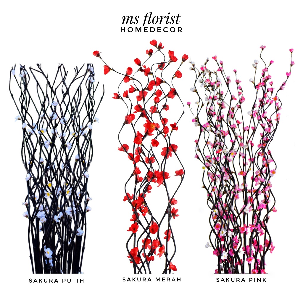 Jual Perlengkapan Dekorasi 10 Btg Berbagai Tipe Bambu Ulir Hitam Bunga