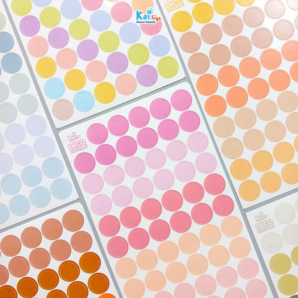 Jual Stiker Deco Warna Warni Aesthetic / Sticker Bulat Color Pastel