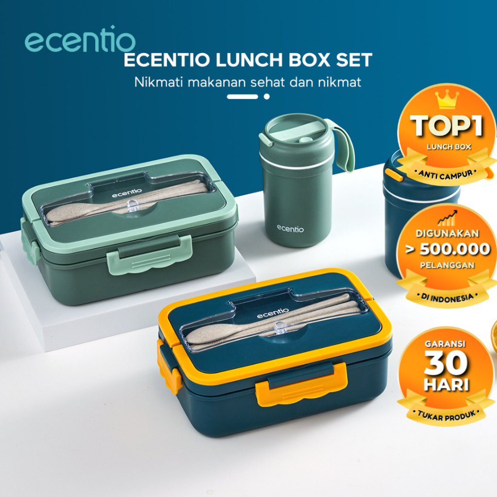 Jual [Bekalkuy] Lunch Box Tempat Makan 3 Sekat Dapat Tempat Sup Tahan