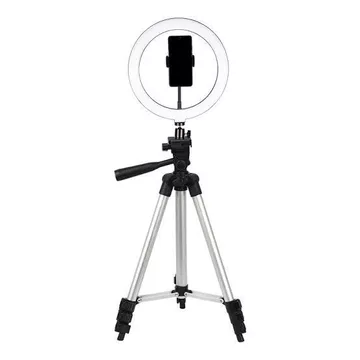 Paket Komplit Live Tripod Silver Pack Ringlight 26cm Pack Remote Bluetooth Make Up Vlog Selfie
