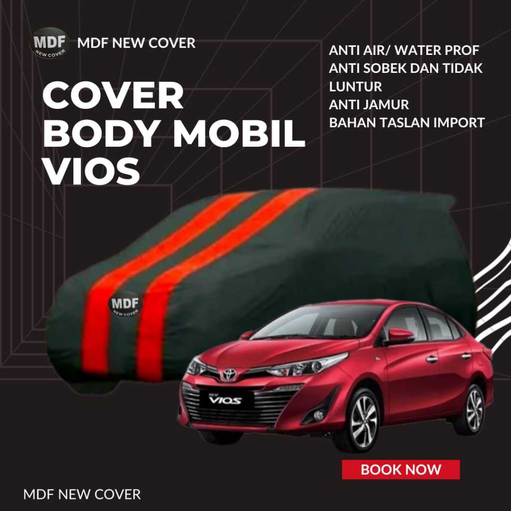 cover body mobil vios , baleno outdoor/indoor bahan taslan anti uv & 4 pengait ke velk mobil