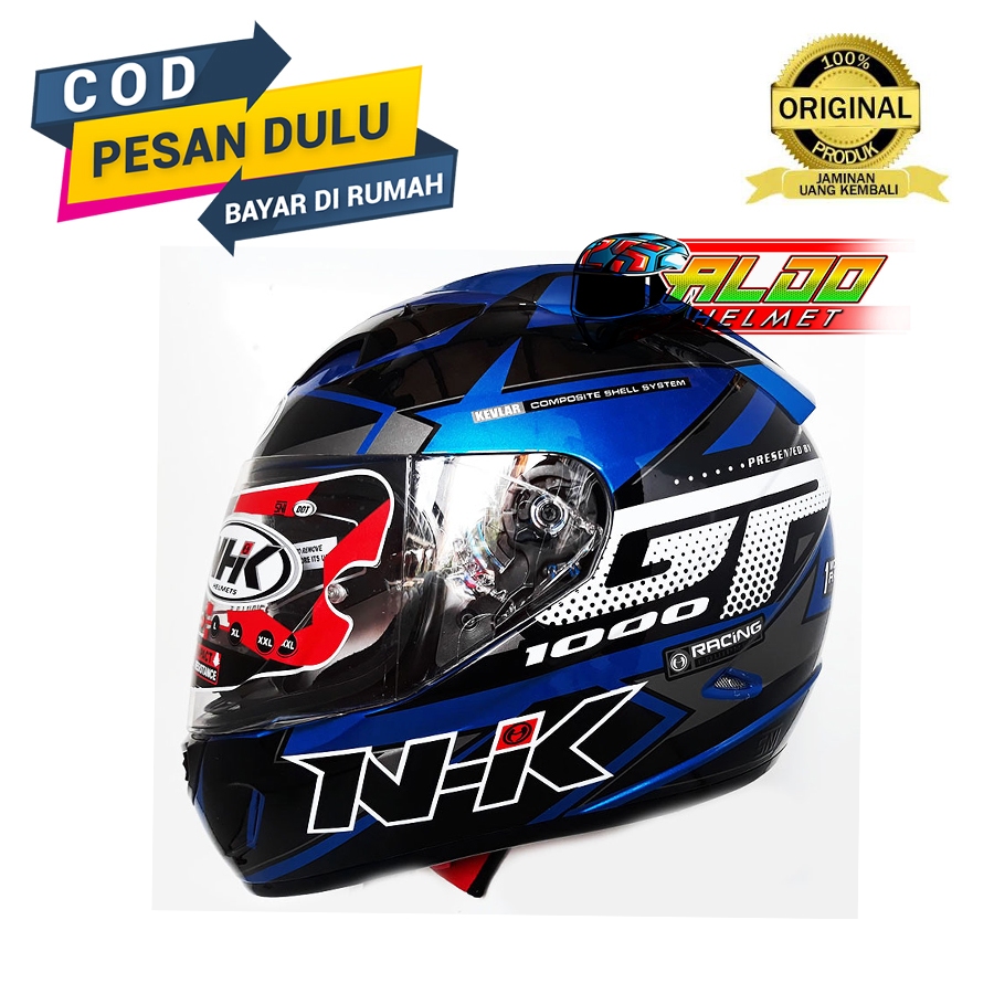 Jual Helm Nhk Gp Motif Gp Star Blue Fluo Silver Helm Nhk Terbaru