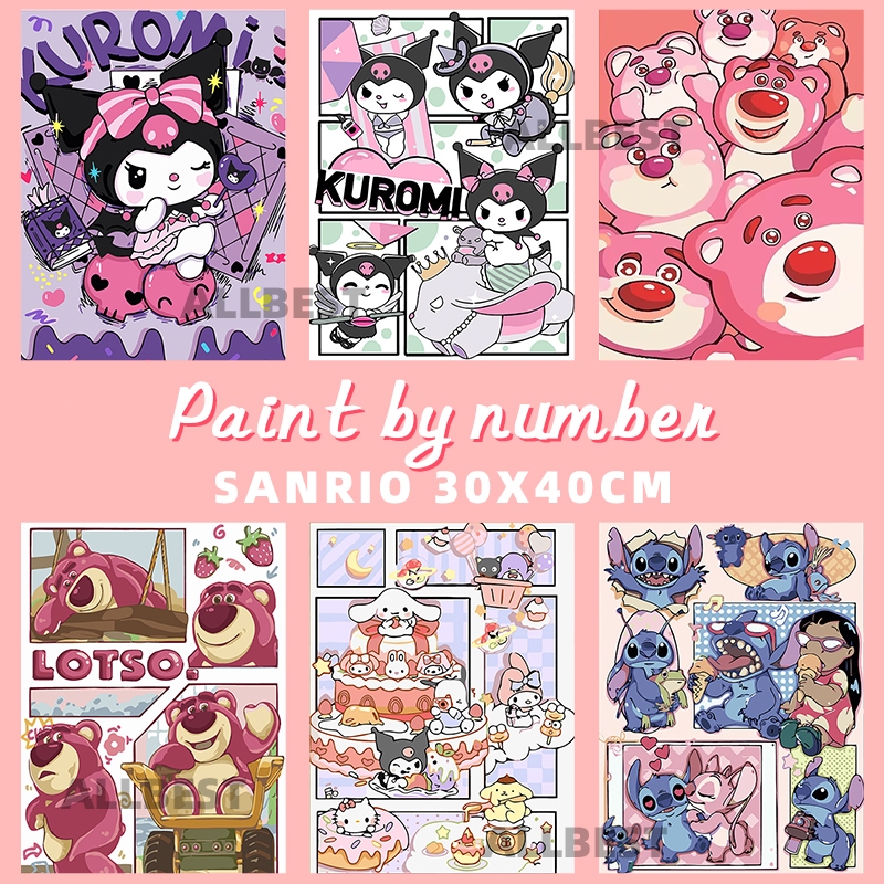 Jual Diy Paint By Numbers 30x40cm Sanriokuromicinnamorolllosto Lucu