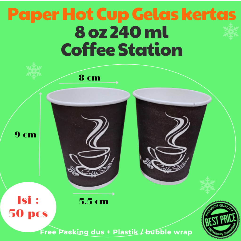 Jual Paper Hot Cup Gelas Kertas 8 Oz 240 Ml Coffee Station Isi 50 Pcs Shopee Indonesia 4383