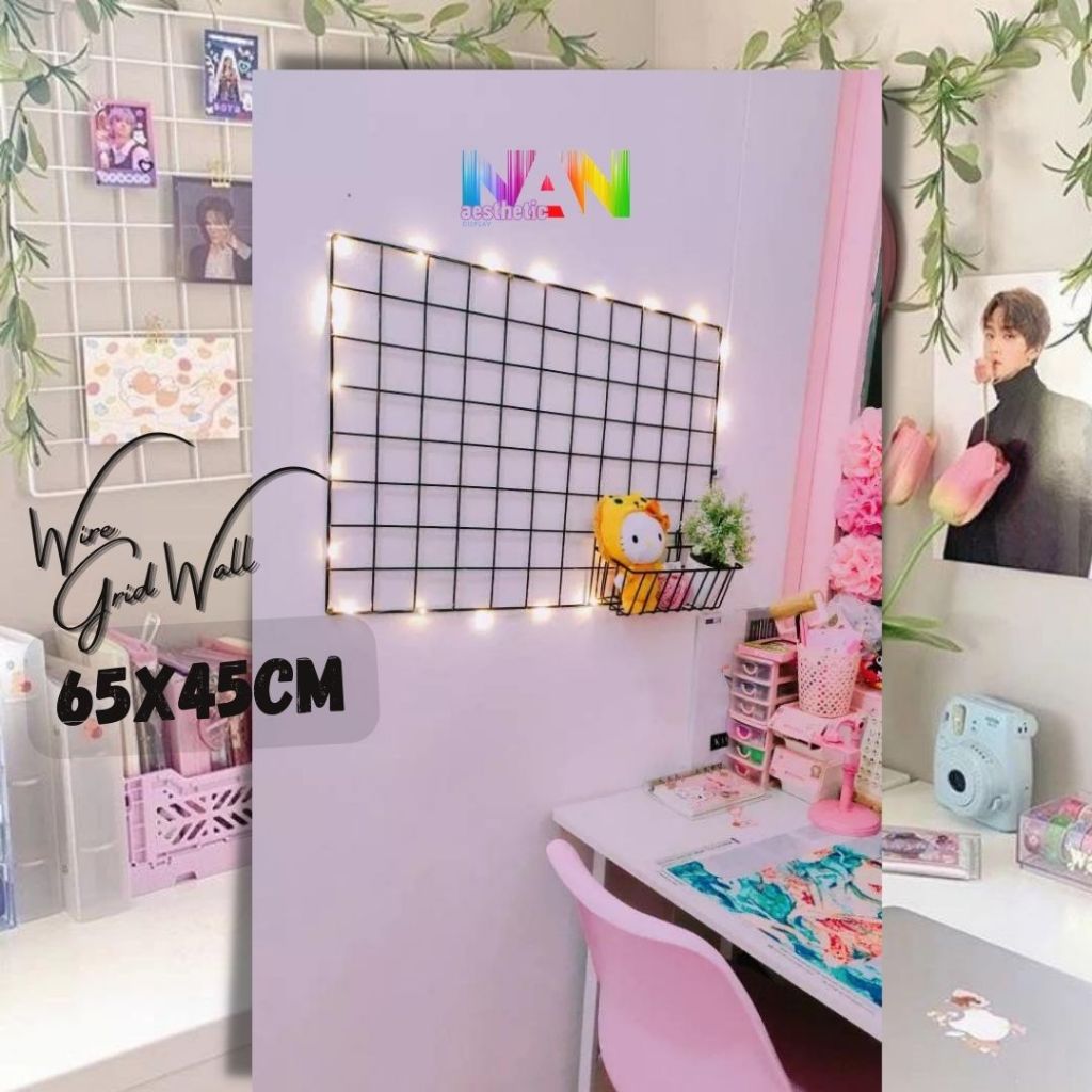Jual Wall grid 65X45cm wire wall grid hiasan dinding ram besi jaring ...