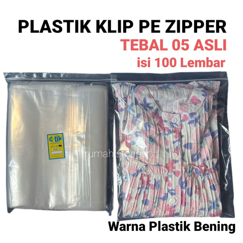 Jual Plastik Klip 20x30 25x35 Plastik Packing Baju Kaos Seal Zip Lock Cetik Isi 100 Lembar 