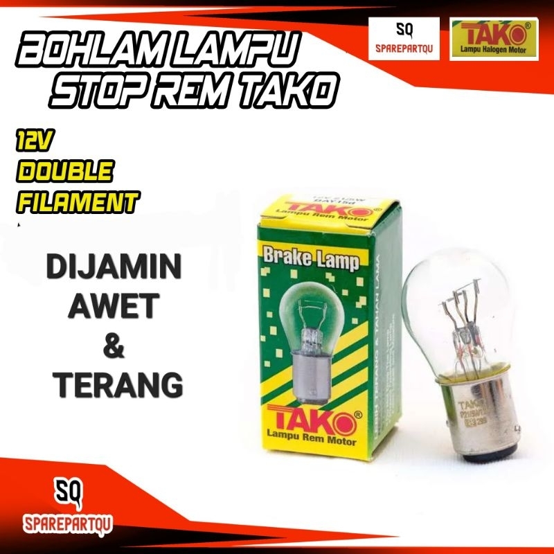 Jual BOHLAM LAMPU REM K2 12V 21/5 WATT DOUBLE FILAMENT TAKO UNIVERSAL ...