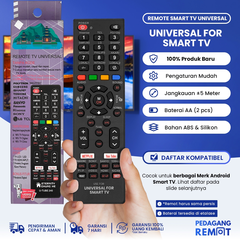 Jual Remot Remote TV Android Smart TV Tabung LCD LED Multi Universal ...