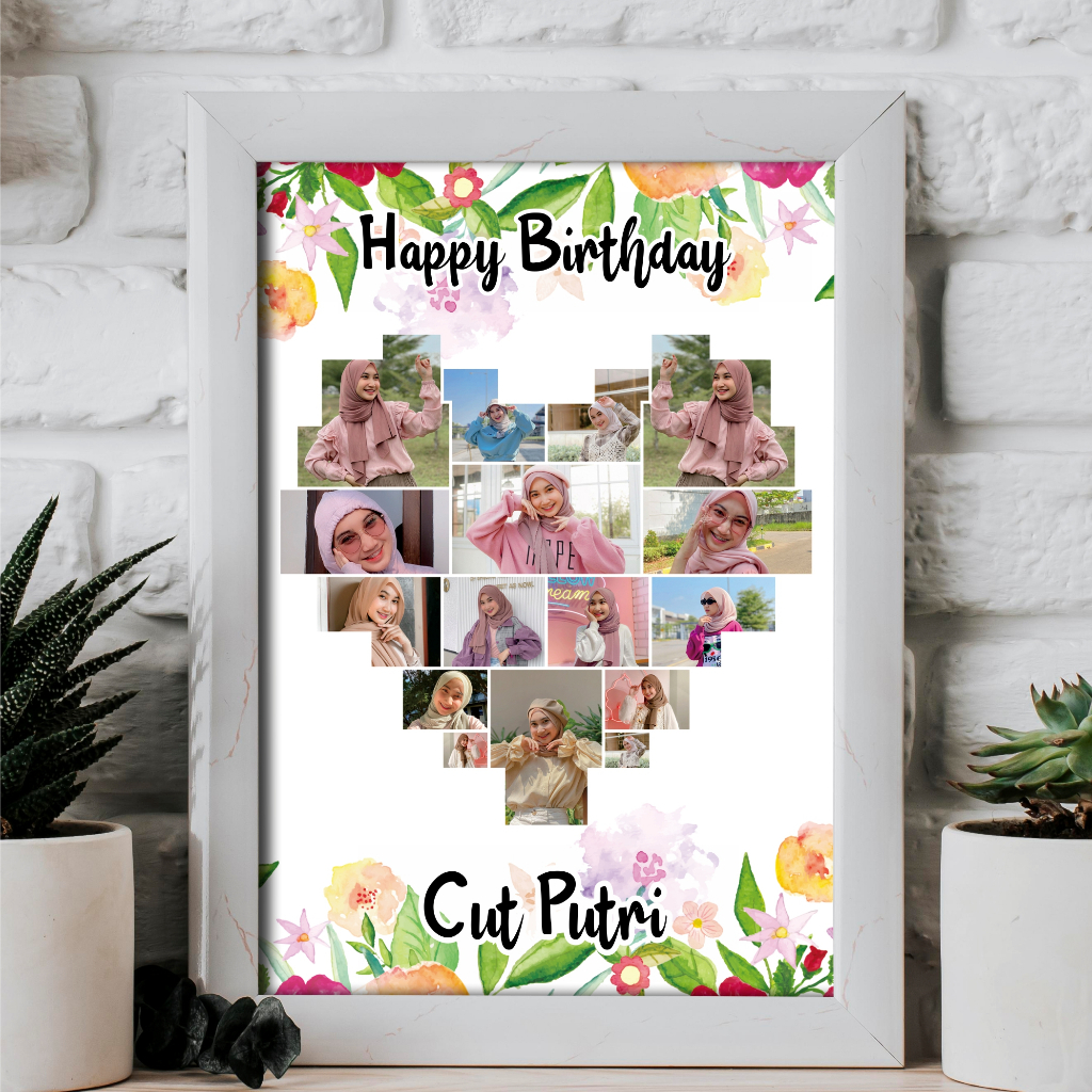 Jual Hadiah Ulang Tahun Foto Mozaik Love Bingkai Foto A4 11R Foto