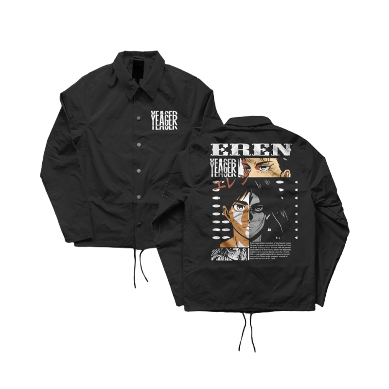 Jual Jaket Coact AOT Eren Yeager Edition Jaket Coach Pria Wanita