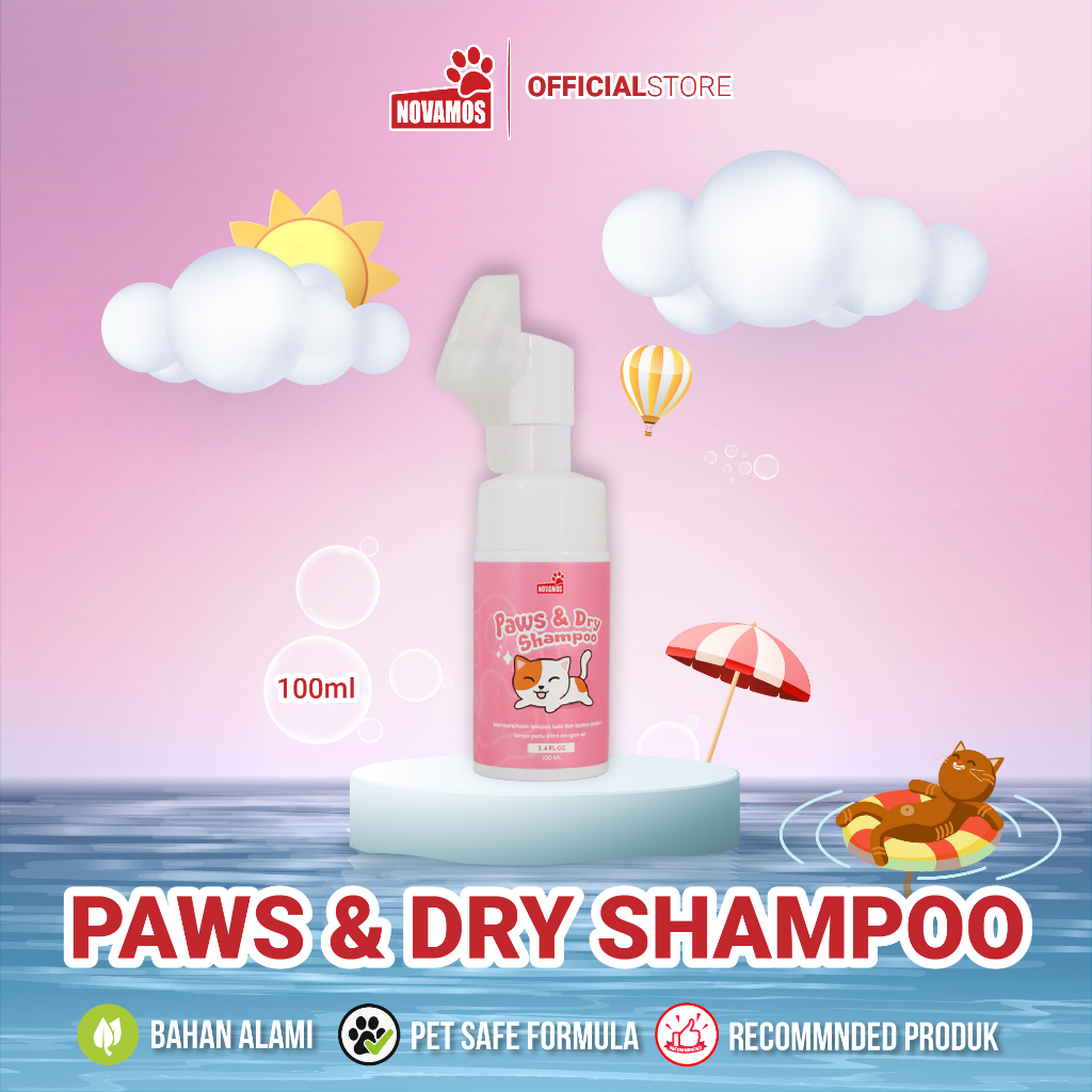 Jual Shampoo Kering Anabul - Novamos Paws & Dry shampoo 100 ml | Shopee ...