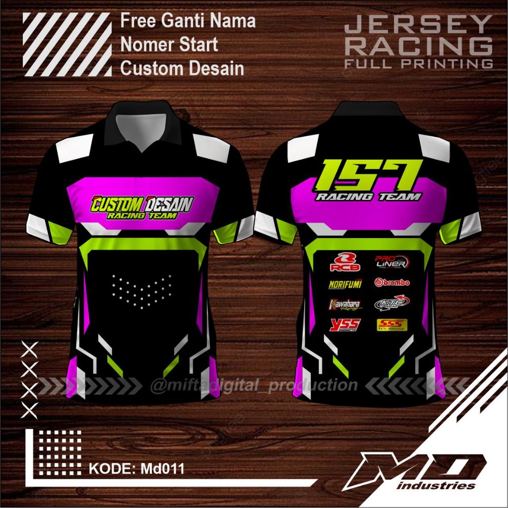 Jual Jersey Printing Racing Balap Kerah ( Custom Nama - Nomer ...