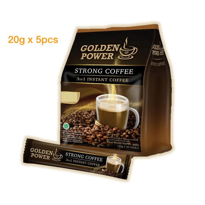Jual 5 SACHET GOLDEN POWER STRONG COFFEE KOPI INSTAN 3 IN 1 / GOLDEN