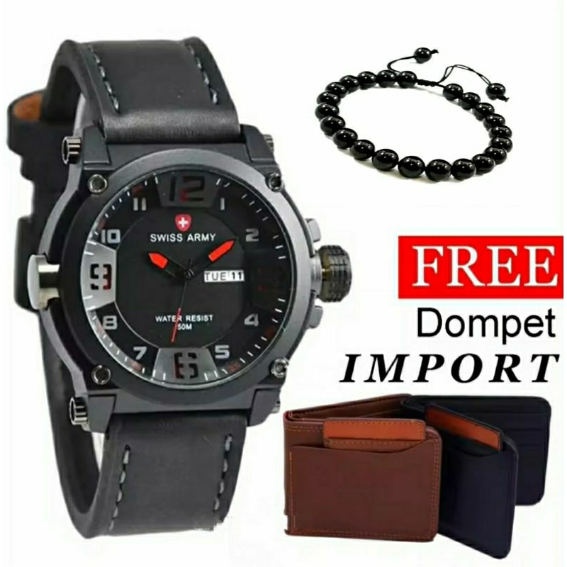 Jual Ready Jual Jam Tali Kulit Bonus Dompet Gelang Dan Free Batrai Cadangan Jam Tangan Tanggal