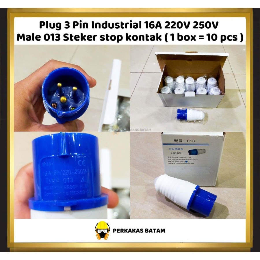 Jual Plug Socket Male Industrial Plug 3 Pin 16A-6H 220V-250V IP44 ...