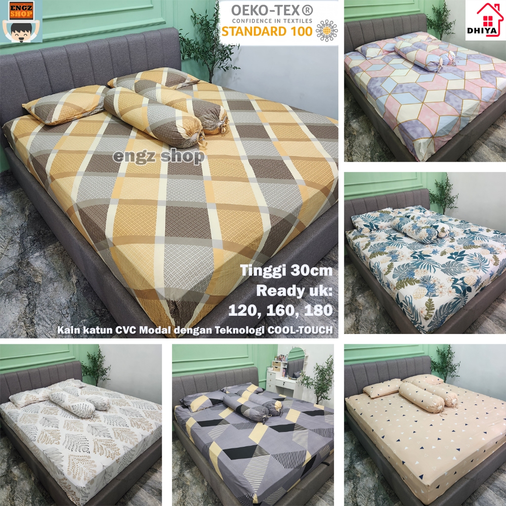 Jual Sprei Katun CVC Modal Tinggi 30 cm Uk 120, 160, 180 cm | Shopee ...