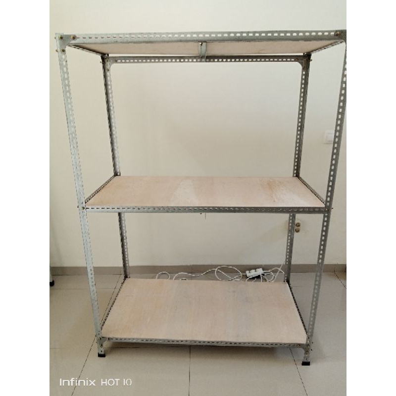 Jual rak besi siku lubang t100 p60 L30cm 3 susun 4 tiang rak sudut rak ...
