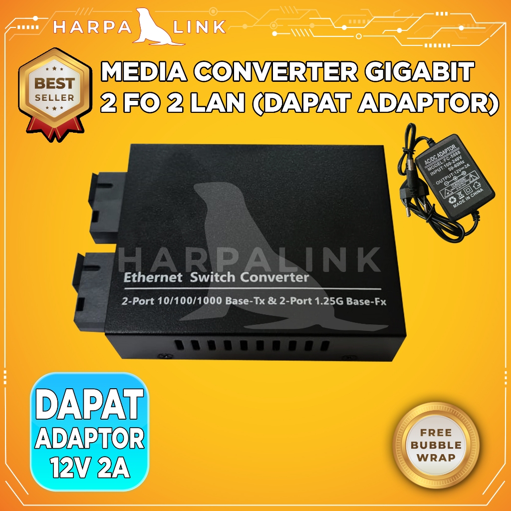 Jual Media Converter 2 FO 2 LAN 2 SC 2 RJ45 Gigabit 1000 Mbps Body ...