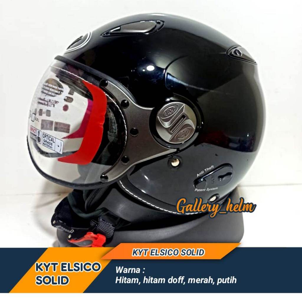 Jual Helm KYT Elsico Solid Black Glossy Original Shopee Indonesia