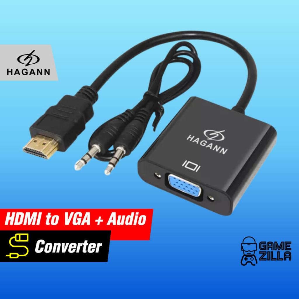 Jual Converter HDMI to VGA with Audio Kabel Konektor Konverter HDMI ke
