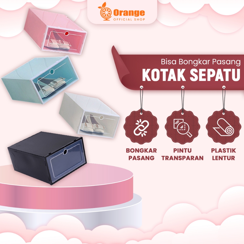 Jual box Kotak Sepatu Tempat Sepatu Transparan Susun Model Laci Plastik ...