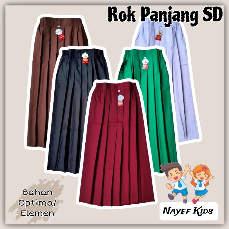 Jual Rok Rempel Panjang SD Merah Putih Hitam Coklat Pramuka Hijau, Rok ...