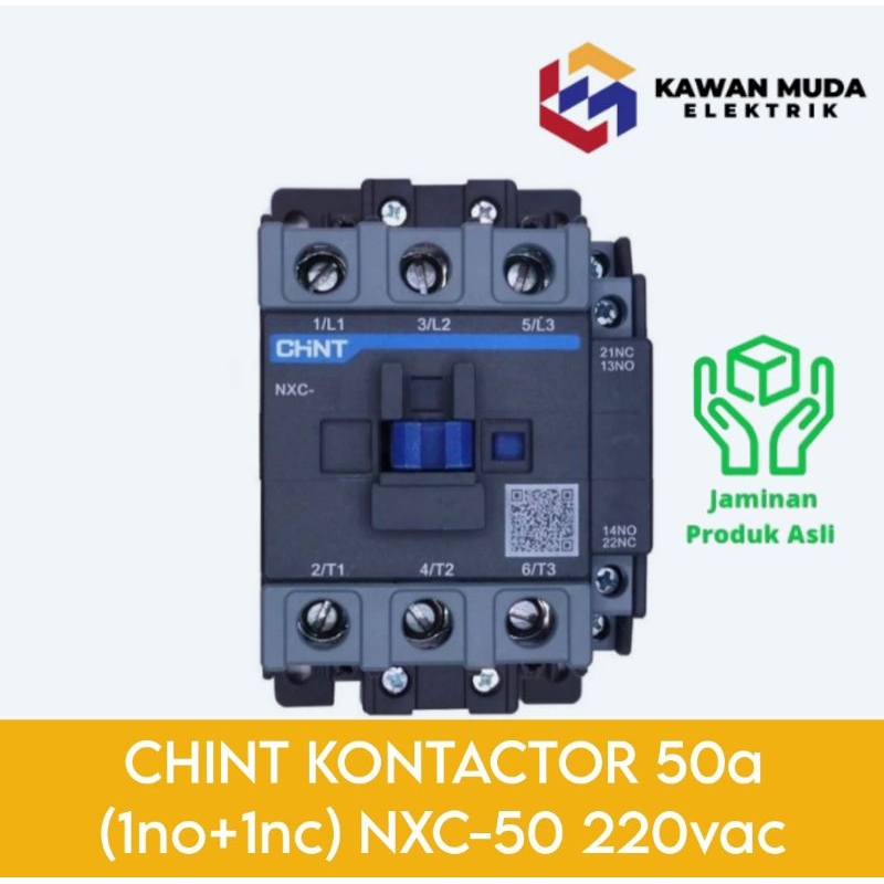 Jual KONTACTOR/KONTAKTOR CHINT 50A NXC-50 KOIL 220Vac | Shopee Indonesia