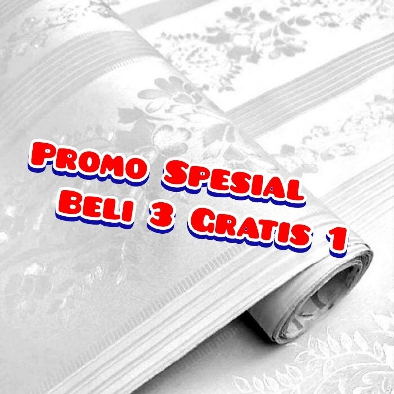 Jual Beli 3 Gratis 1 Cod Wallpaper Sticker Dinding Motif Polos Putih Salur Batik Bunga 2538