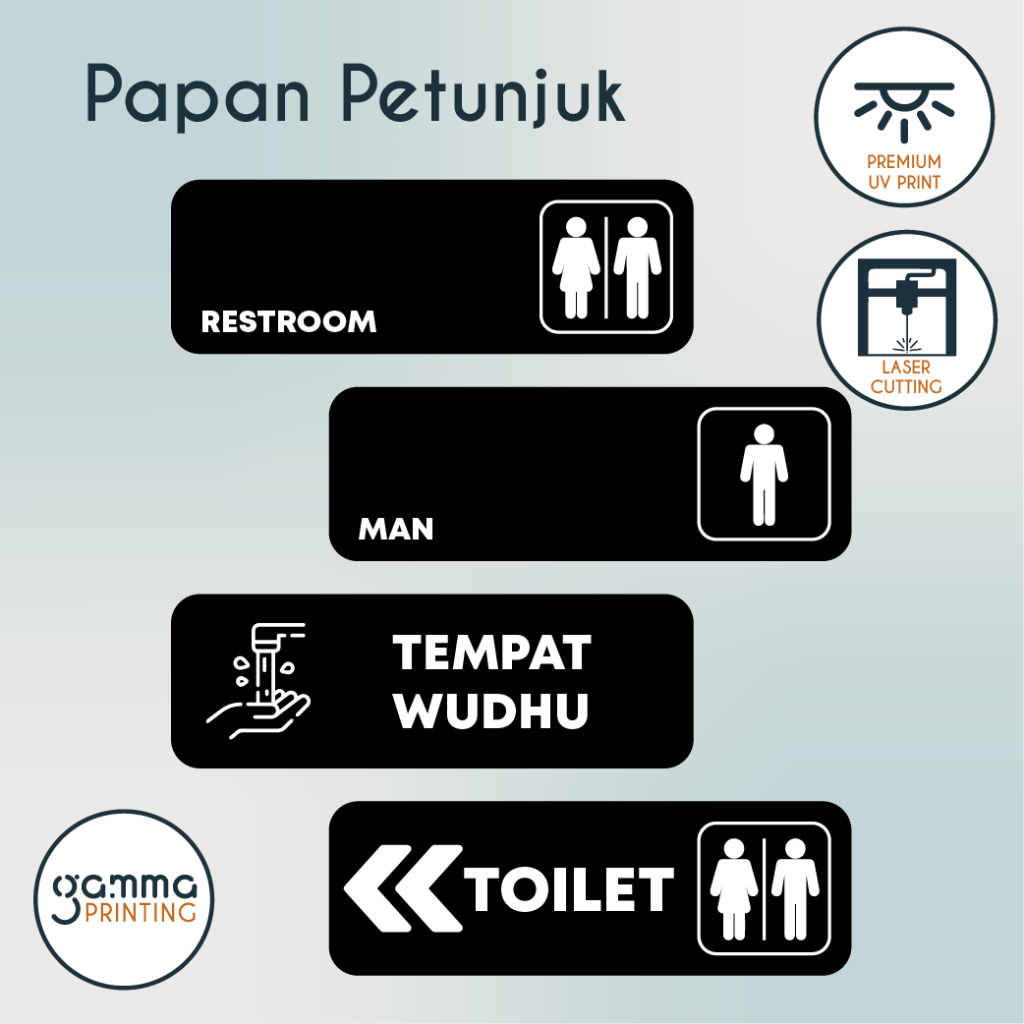 Jual Papan Tanda Toilet Akrilik / Signage WC Cafe / Sign Penunjuk ...