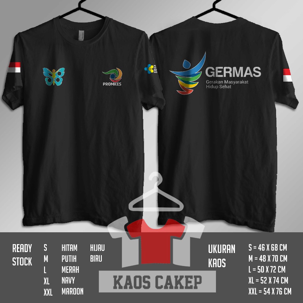 Jual Kaos PROMKES GERMAS Gerakan Masyarakat Hidup Sehat DB Baju Distro ...