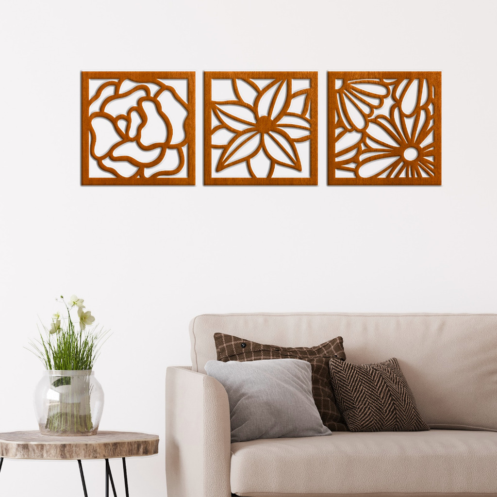 Jual Hiasan Dinding Square Flower Wall Decoration Laser Cut Aesthetic