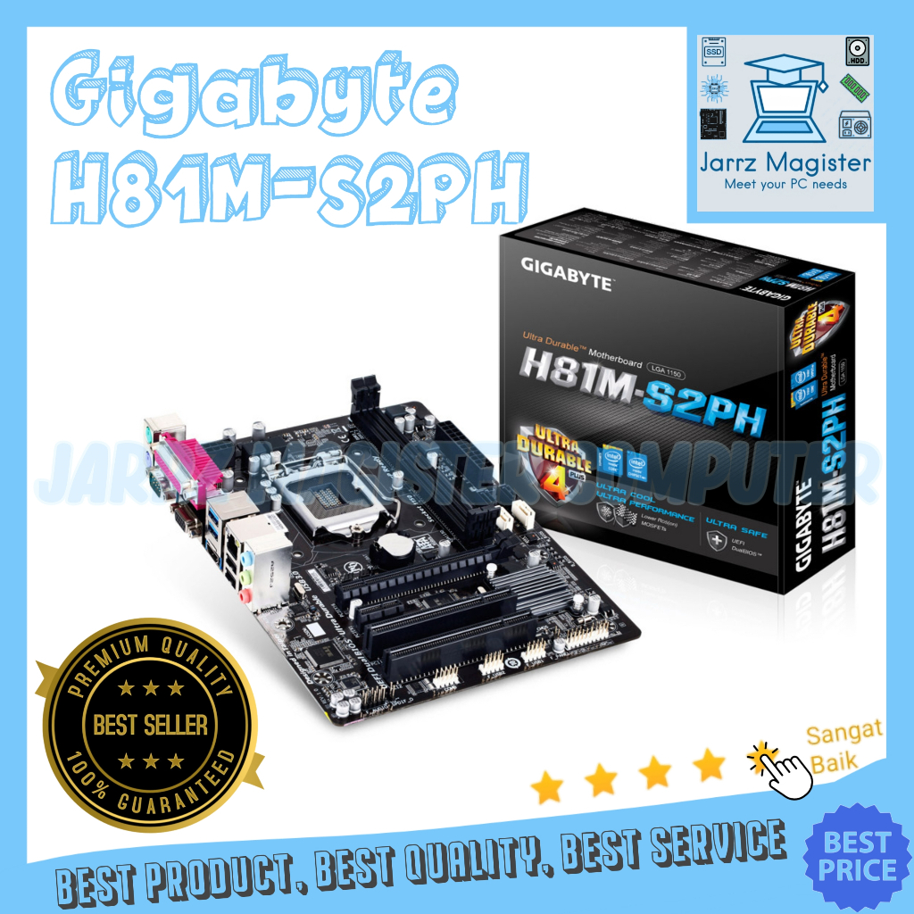 Jual Motherboard Gigabyte H81 H81MS2PH Intel LGA 1150 DDR3 Mainboard Gigabyte GAH81MS2PH