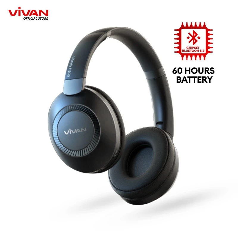 VIVAN Liberty H200 Black Headphone Bluetooth 5.3 WIreless | Dual EQ DEEP BASS | Battery Up To 60 Hour 