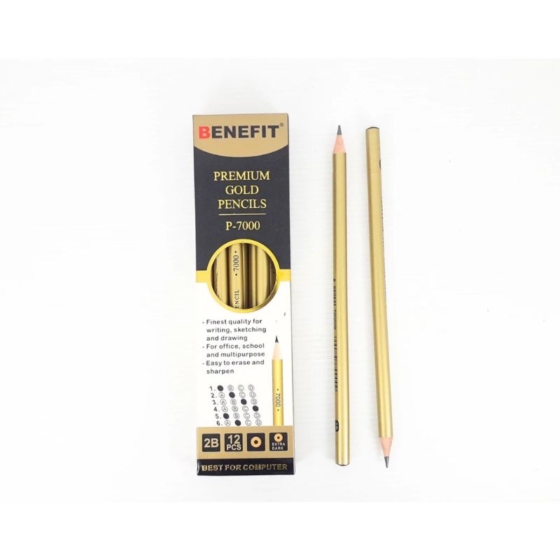 Jual Pensil Kayu 2B BENEFIT GOLD P-7000 SUDAH DIRAUT (12 Pcs) | Shopee ...