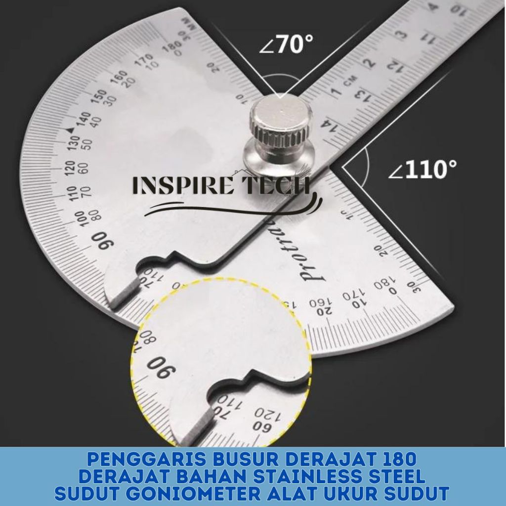 Jual Penggaris Busur 180° Derajat Stainless Steel Protractor Angle ...