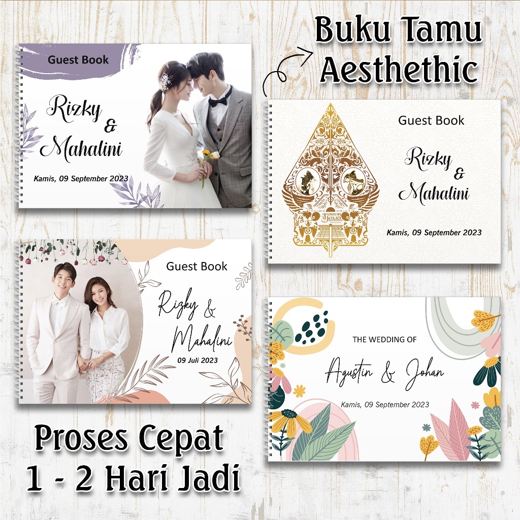 Jual Buku Tamu Pernikahan Custom Wedding Guest Book Buku Tamu Aesthetic Cantik Elegan 9256