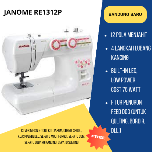 Jual MESIN JAHIT PORTABLE JANOME RE1312P Shopee Indonesia