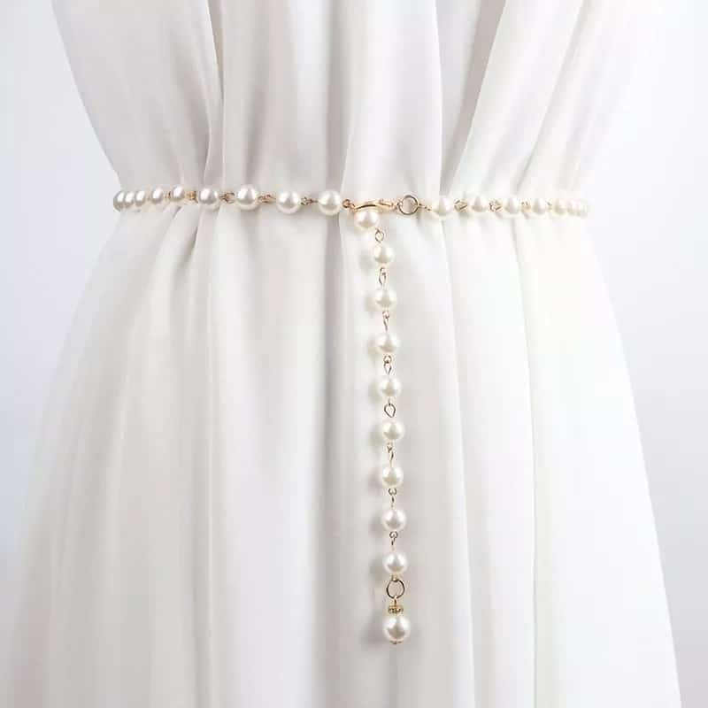 Jual Belt Mutiara Rantai Full Mutiara / Ikat Pinggang Belt Rantai Model ...