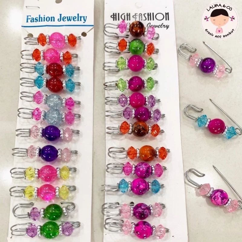 Jual Peniti Hijab Mutiara Isi 12 Pcs Bros Mutiara Multi Warna Shopee