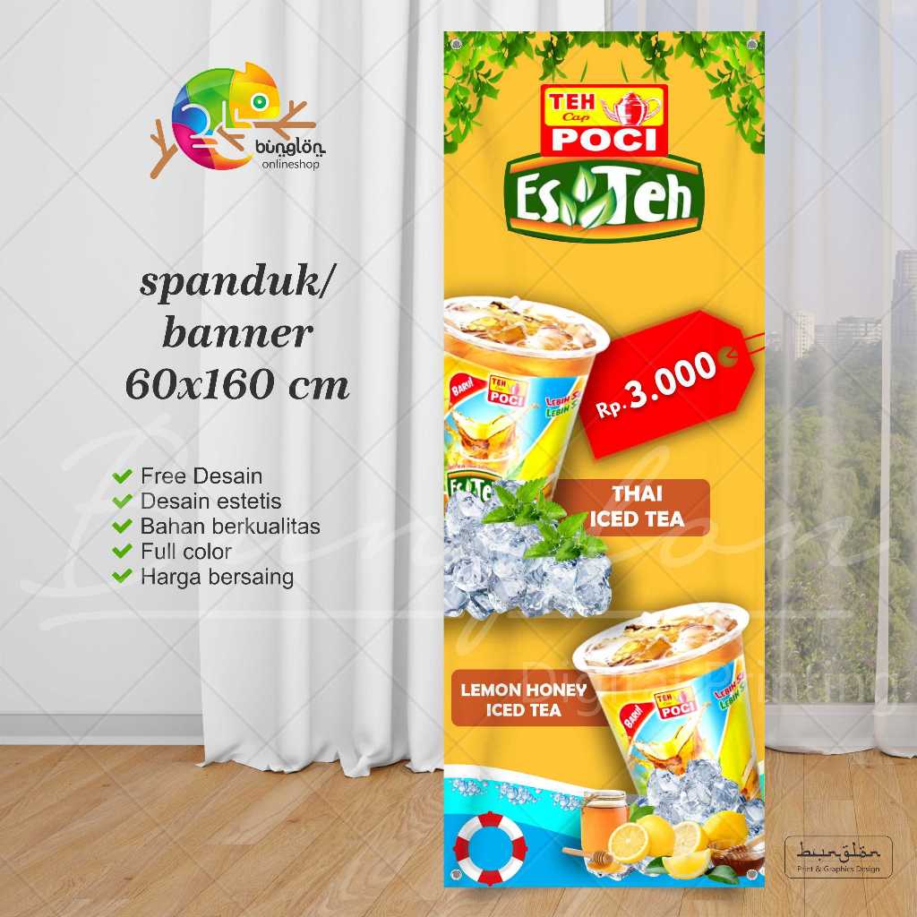 Jual Spanduk Banner Es Teh Poci Custom Harga Shopee Indonesia 0868