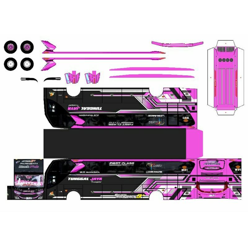 Jual Pola Miniatur Bus Tunggal Jaya Kids Panda Black Pink Neptune