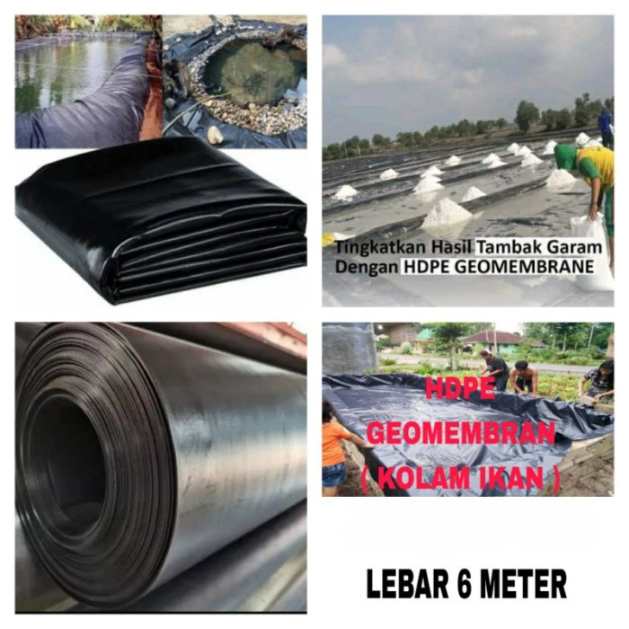 Jual Plastik Geomembran Hitam Geomembrane HDPE Terpal Kolam Ikan 1 Roll ...
