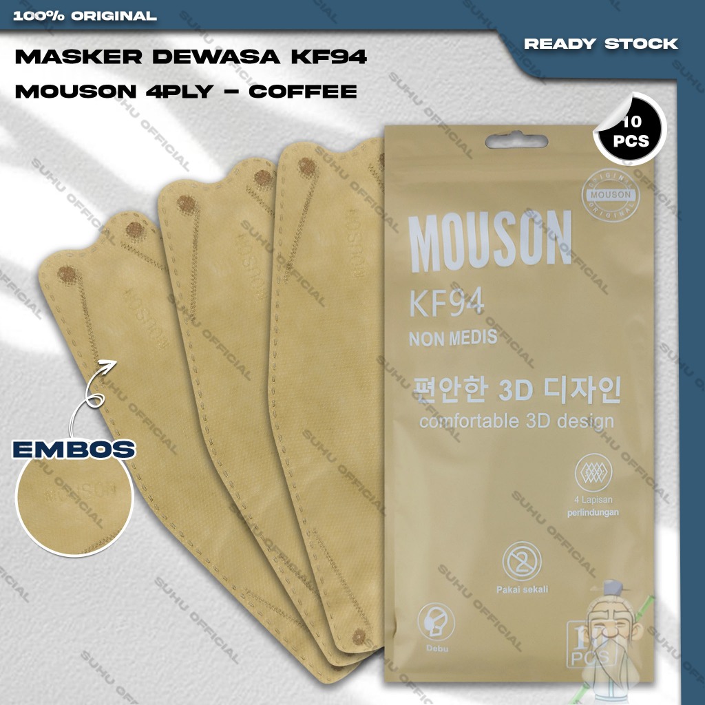 Jual Masker KF94 MOUSON 4Ply Isi 10Pcs Coffe Cream Korea KF94 4 Ply ...