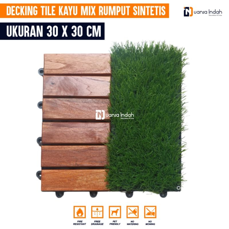 Jual DECKING TILE KAYU MIX RUMPUT SINTETIS FINISHING | Shopee Indonesia
