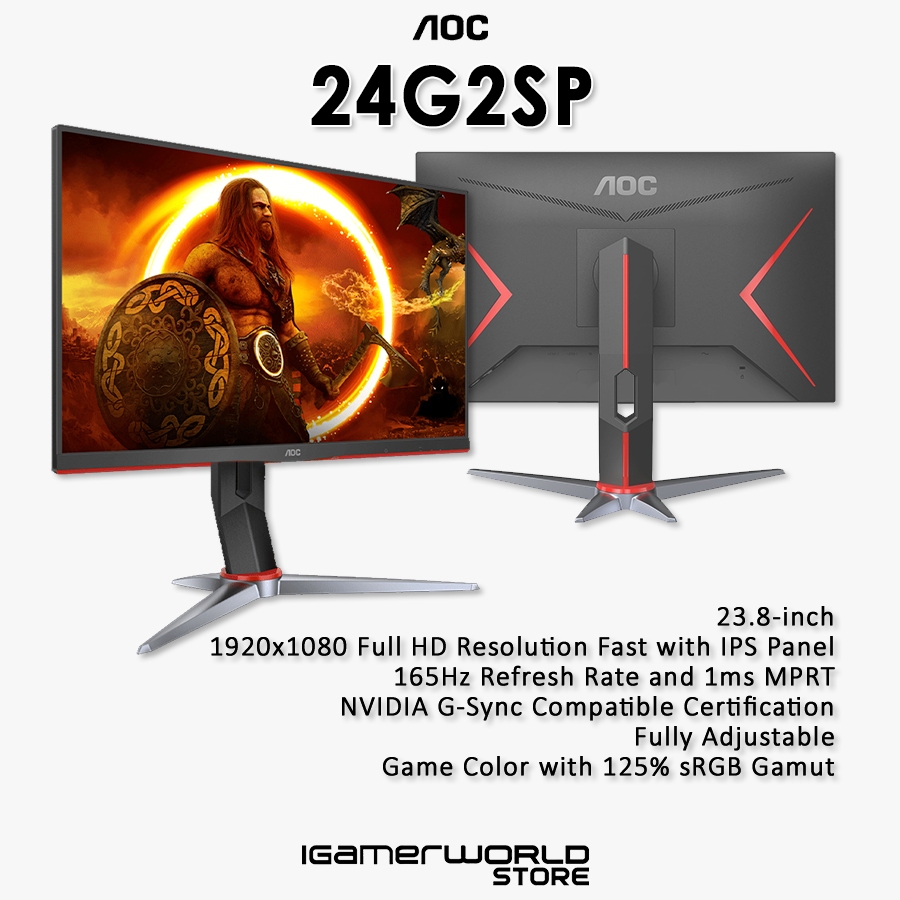 Buy AOC 24G2SPU/BK FHD IPS 165Hz G-Sync 23.8in Monitor [24G2SPU/BK